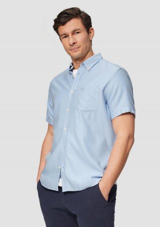 s.Oliver Regular Fit: Kurzarm-Hemd aus Lyocellmix mit Button-Down-Kragen - himmelblau