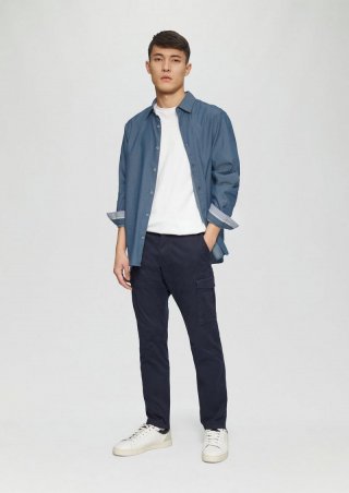 s.Oliver Regular Fit: Baumwollhemd mit Strukturmuster - tiefblau