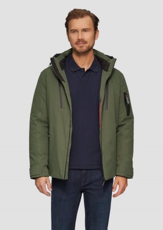 s.Oliver Wasserabweisende Twill-Jacke mit Kapuze und Zip-Details - olivgrün