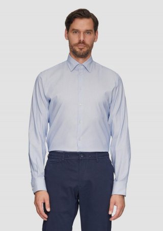 s.Oliver Tailored Fit: Hemd aus Baumwollstretch - weiß