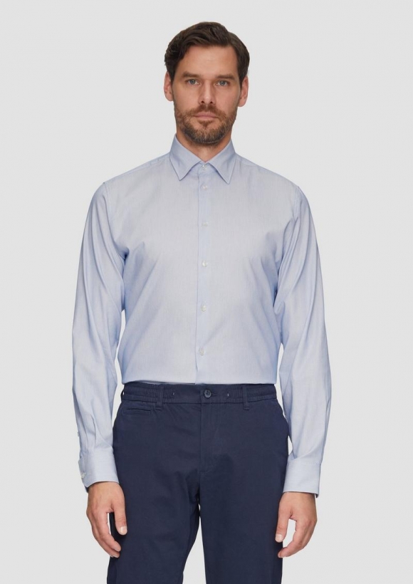 s.Oliver Tailored Fit: Hemd aus Baumwollstretch - weiß