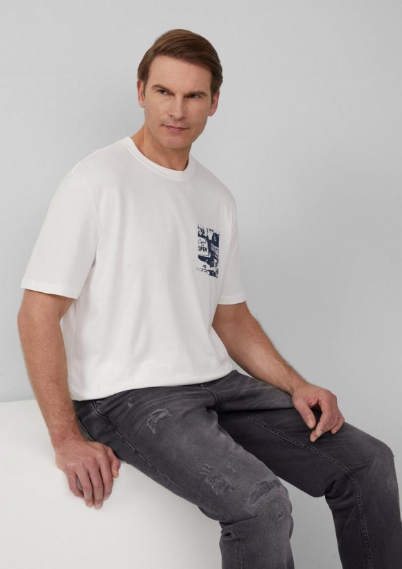 s.Oliver T-Shirt mit Artwork - weiß