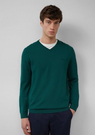 s.Oliver Strickpullover mit Logo-Stickerei - olivgrün