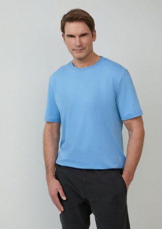 s.Oliver Baumwoll-T-Shirt mit Logo-Print - blau