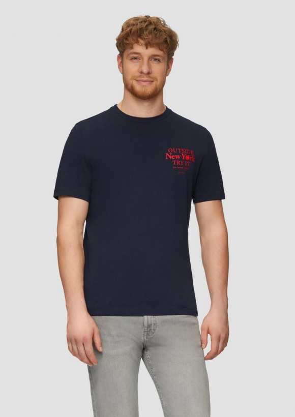 s.Oliver T-Shirt mit Frontprint - navy