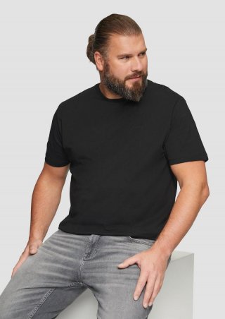 s.Oliver Baumwoll-T-Shirt mit kleinem Logo-Detail - schwarz