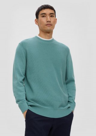 s.Oliver Strickpullover mit Waffelpiqué-Muster - helles petrol