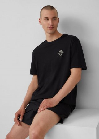 s.Oliver T-Shirt mit kleinem Print - schwarz