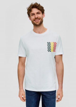 s.Oliver Unisex Baumwoll-T-Shirt mit EM-Print - weiß