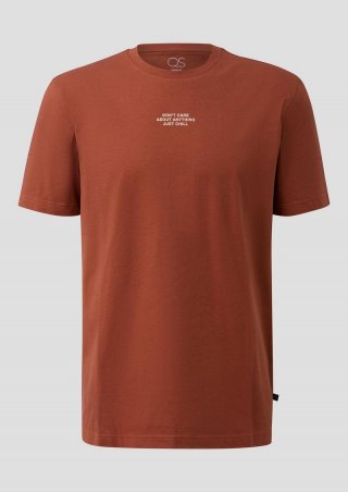 s.Oliver Basic Rundhals-T-Shirt mit kleinem Frontprint - rot
