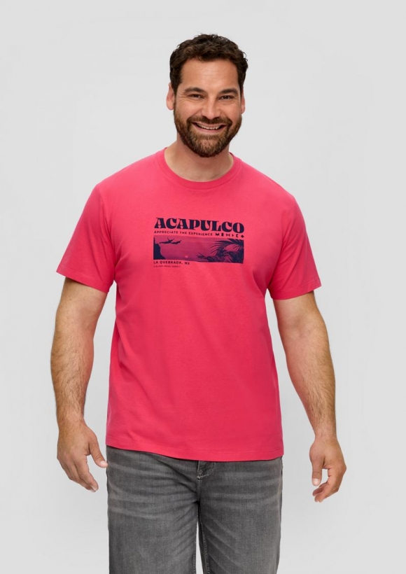 s.Oliver T-Shirt mit Frontprint - himbeere