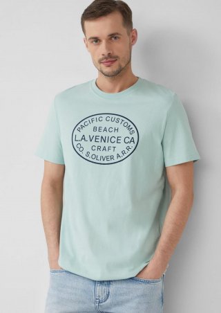 s.Oliver T-Shirt mit Crew Neck und Frontprint - helles türkis