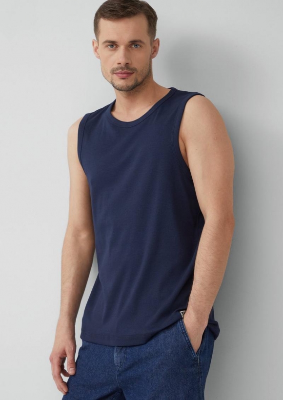 s.Oliver Jersey-Tanktop mit Rippstruktur - tiefblau