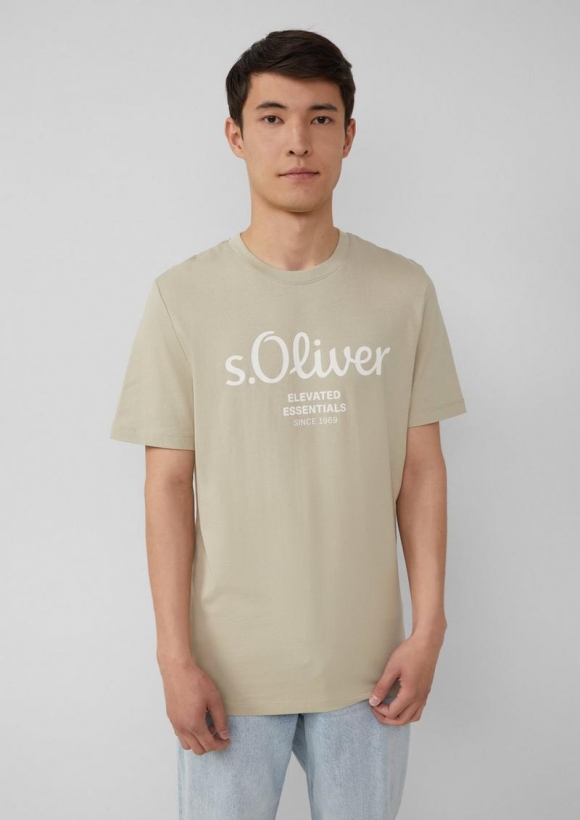 s.Oliver T-Shirt mit Logo-Print - helles beige