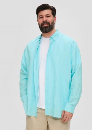 s.Oliver Leinenhemd mit Button-Down-Kragen - helles türkis