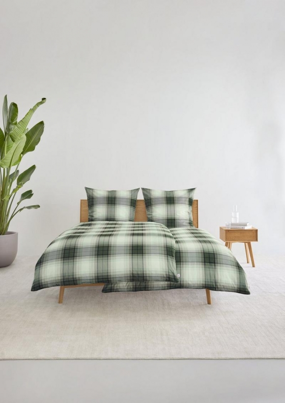 s.Oliver Flanell-Bettwäsche im Karo-Design - grün