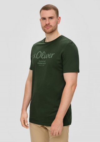 s.Oliver T-Shirt aus Baumwolle mit Logo-Print - tannengrün