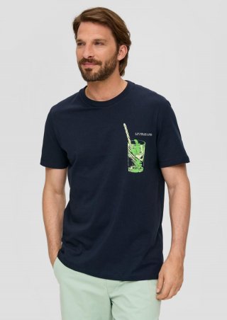 s.Oliver Baumwoll-T-Shirt mit Frontprint - navy
