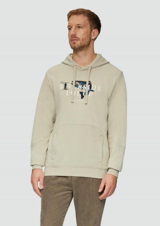s.Oliver Hoodie mit Stickerei und Kängurutasche - helles beige