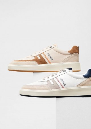 s.Oliver Sneaker aus Leder mit Logo-Detail - helles sand