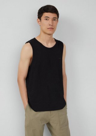s.Oliver Tanktop mit Flammgarnstruktur und Logo - schwarz