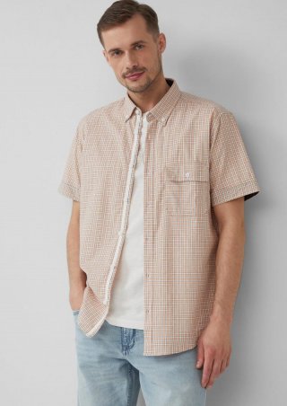 s.Oliver Regular Fit: Kariertes Hemd aus Baumwolle mit Button-Down-Kragen - papaya