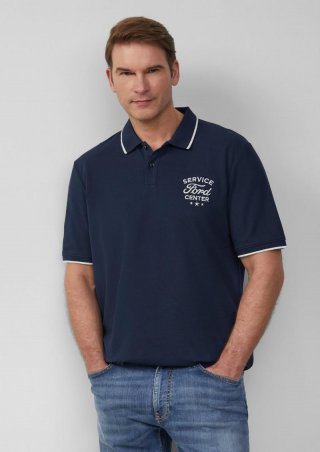 s.Oliver Poloshirt aus Piqué mit Stickerei und Ford®-Artwork - tiefblau