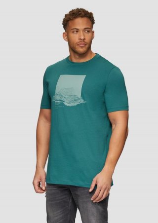 s.Oliver Crew-Neck-Shirt mit Frontprint - petrol