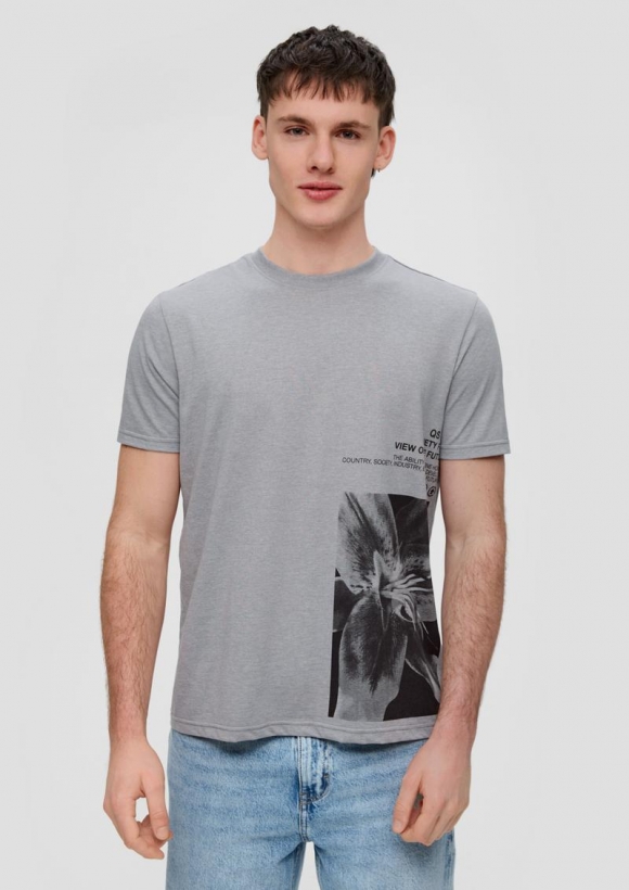 s.Oliver Jersey T-Shirt mit Frontprint - taubengrau