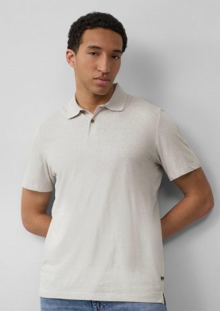 s.Oliver Jersey-Poloshirt aus Leinenmix - wollweiß