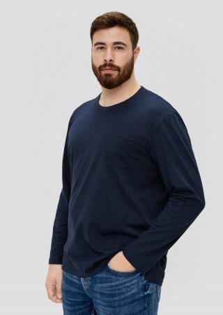 s.Oliver Longsleeve mit Flammgarnstruktur - navy