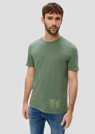 s.Oliver T-Shirt mit Label-Print - tannengrün