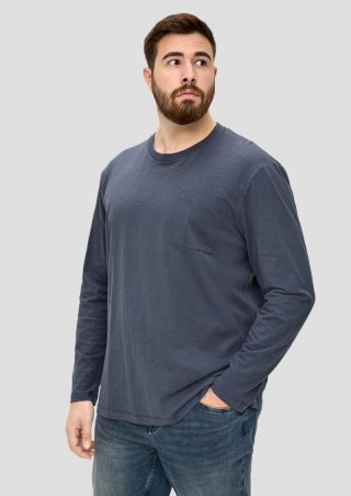 s.Oliver Longsleeve mit Flammgarnstruktur - dunkelblau
