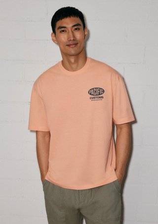 s.Oliver T-Shirt im Relaxed Fit mit Front- und Rückenprint - papaya