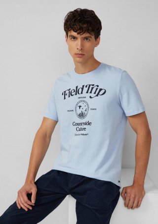 s.Oliver Baumwoll-T-Shirt mit Frontprint - hellblau