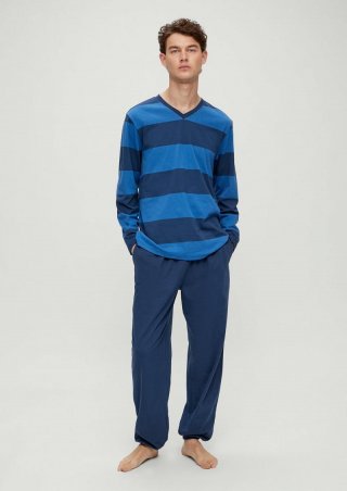 s.Oliver Langer Pyjama aus Baumwolle - royalblau