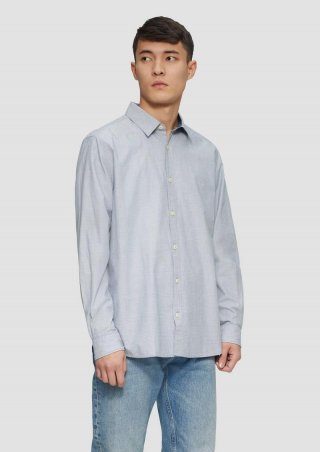s.Oliver Regular Fit: Baumwollhemd mit Strukturmuster - blassblau