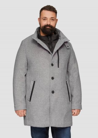 s.Oliver Sportiver Kurzmantel mit gestepptem Insert - grau meliert