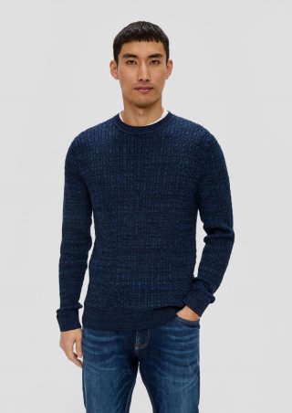 s.Oliver Strickpullover mit Zopfmuster - navy