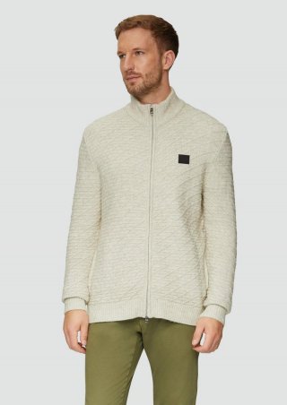 s.Oliver Wollmix-Cardigan mit Zwei-Wege-Reißverschluss - helles beige