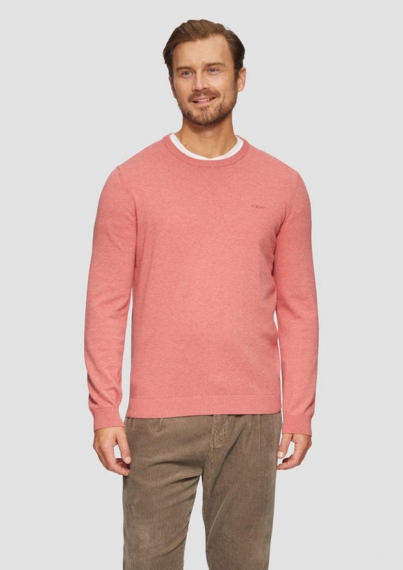s.Oliver Strickpullover mit Logo-Stickerei - himbeere