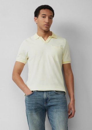 s.Oliver Poloshirt aus zweifarbigem Piqué mit Brusttasche - vanille