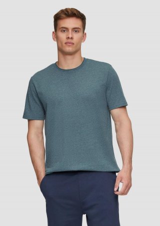 s.Oliver Baumwoll-T-Shirt mit Layering-Detail am Kragen - petrol