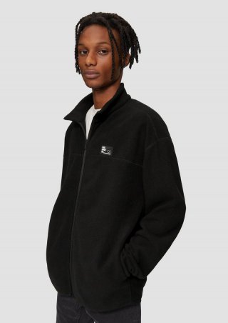 s.Oliver Fleecejacke mit Stehkragen - schwarz