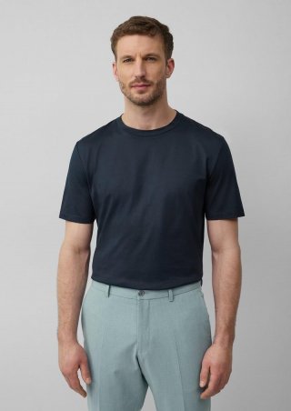 s.Oliver T-Shirt mit Crew Neck aus mercerisiertem Baumwolljersey - navy