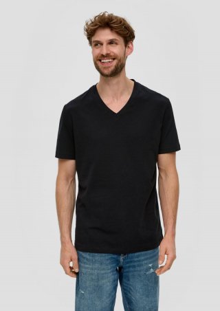 s.Oliver Basic-T-Shirt aus Baumwolle im 2er-Pack - schwarz