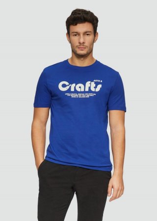 s.Oliver T-Shirt mit Crew Neck und Frontprint - ozeanblau