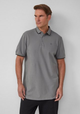s.Oliver Sportives Piqué-Poloshirt mit Kontrast-Details - grau