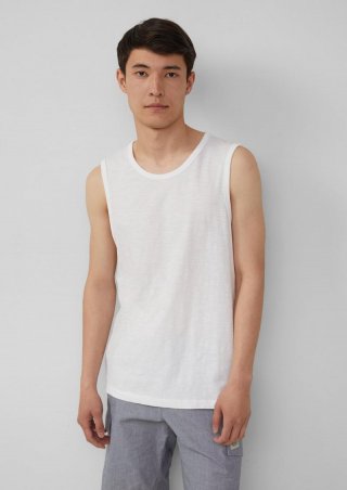 s.Oliver Tanktop mit Flammgarnstruktur und Logo - weiß