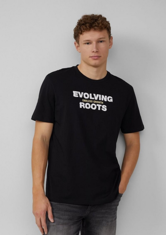 s.Oliver T-Shirt mit Frontprint - schwarz